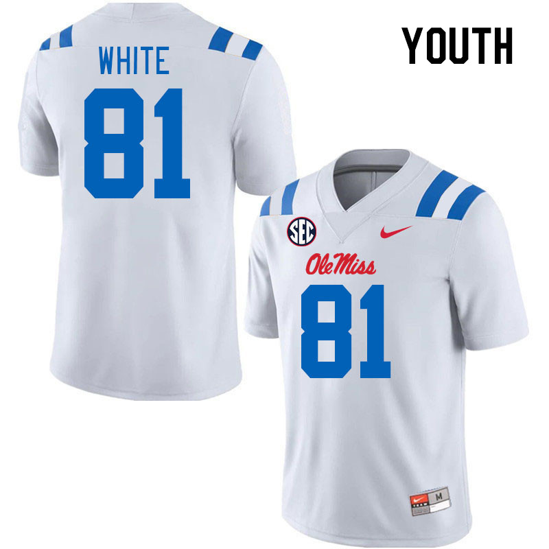 Youth #81 Noreel White Ole Miss Rebels 2024 New Uniforms College Football Jerseys Stitched-White